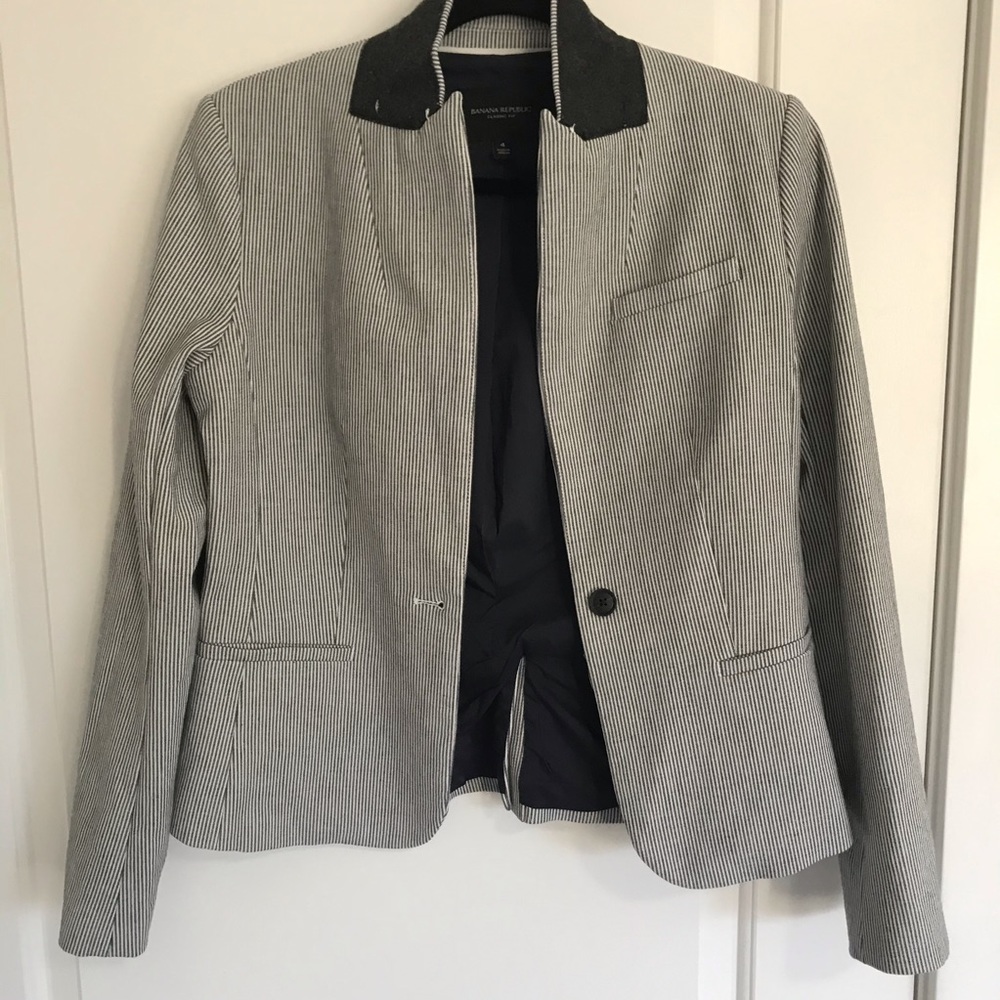 Stripes Navy and White BR Blazer worn Once
